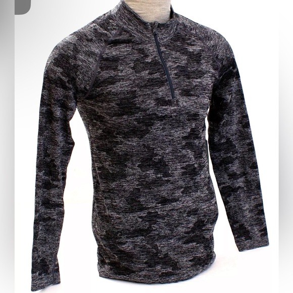 Men's Kyodan Gray camouflage Long Sleeve Seamless 1/4 Zip Shirt - Picture 4 of 7